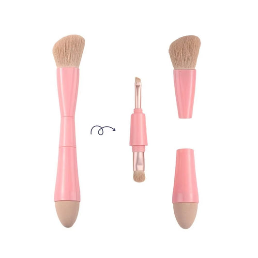 Multitasker 4-In-1 Makeup Brushes Portable Travel Make up Brushes Detachable Makeup Brush Set