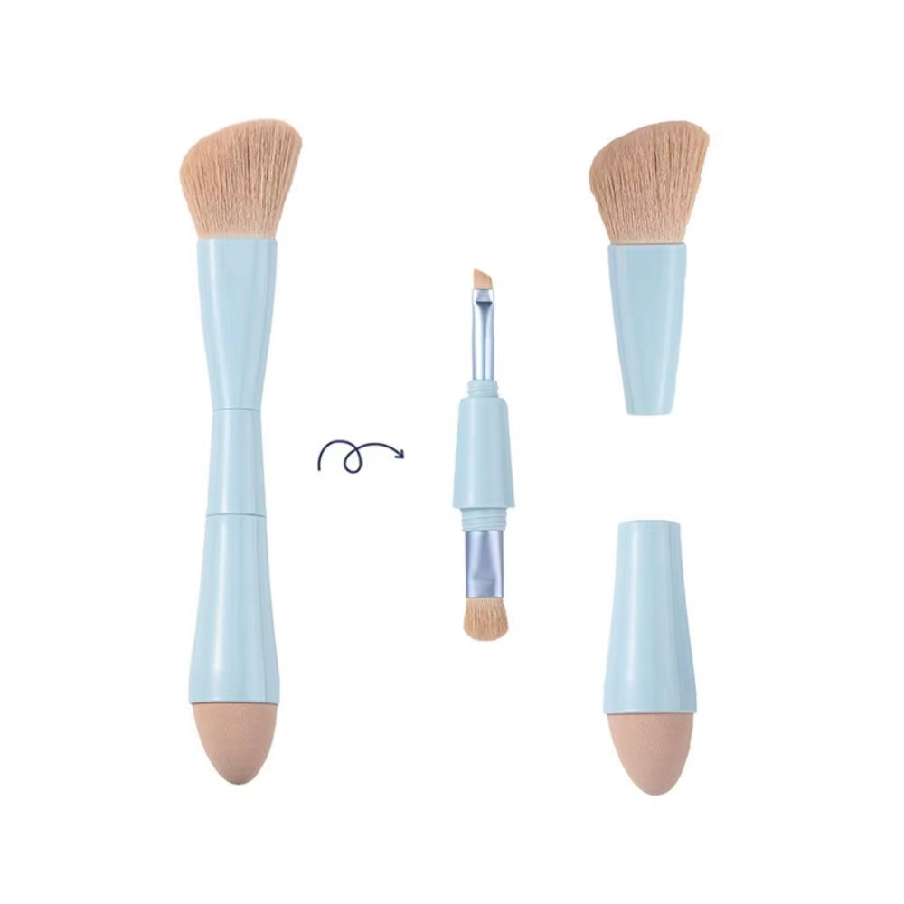 Multitasker 4-In-1 Makeup Brushes Portable Travel Make up Brushes Detachable Makeup Brush Set