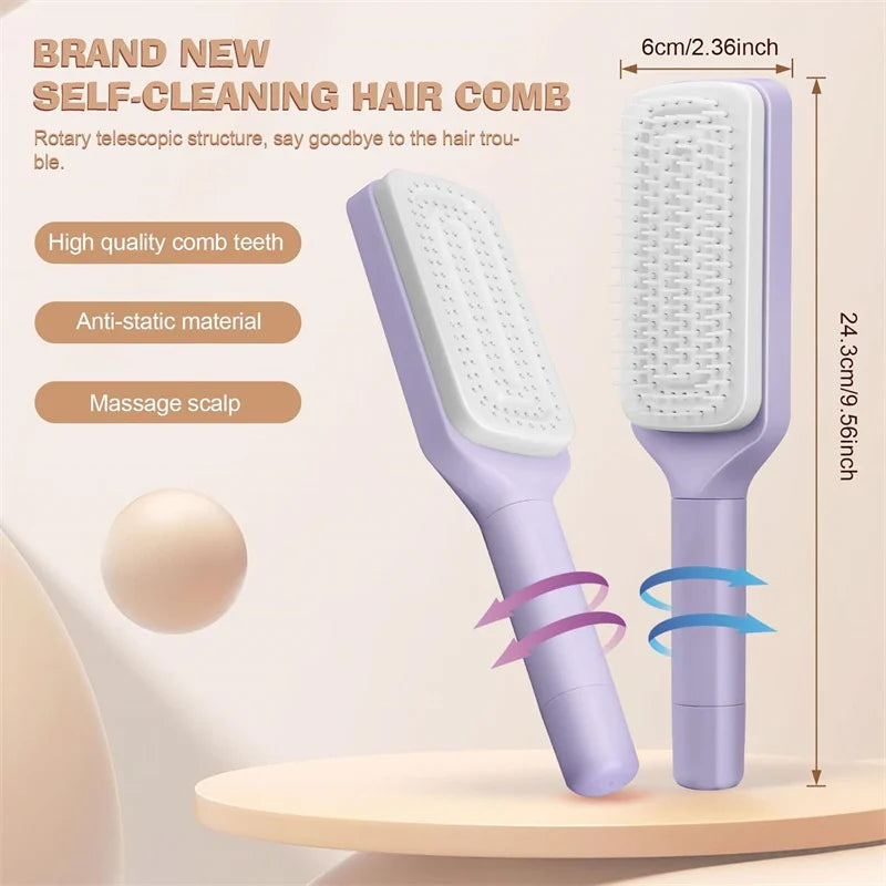 GlitzGrip™ 2.0 - Automatic Self Cleaning Hairbrush